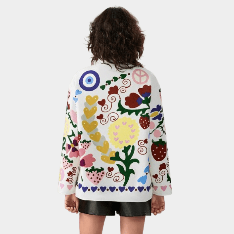 Veste Femme Fleurie Blanche - Fleur de Nuit