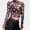 T-Shirt Fleur<br/> Crop Top Multicolore - Fleur de Nuit